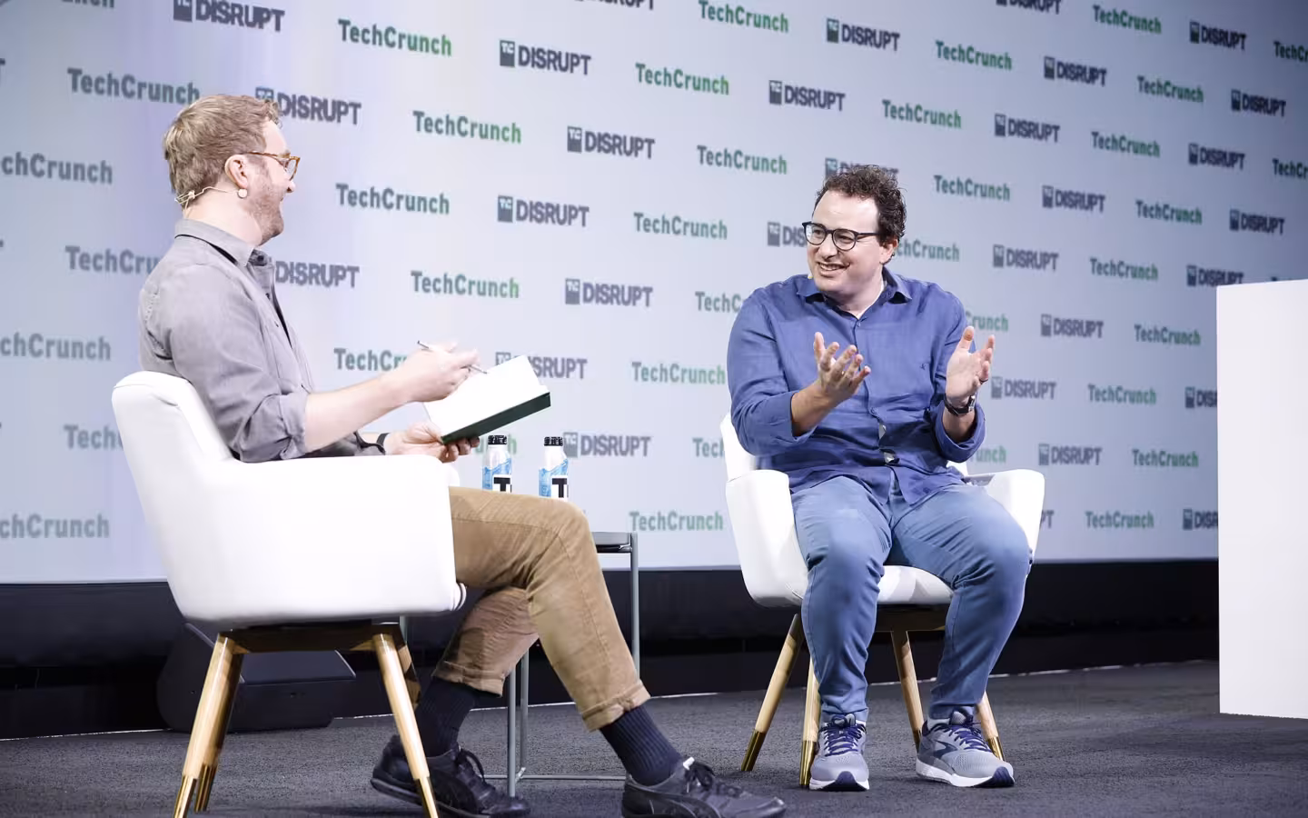 Dario Amodei speaking at TechCrunch Disrupt 2023 conference