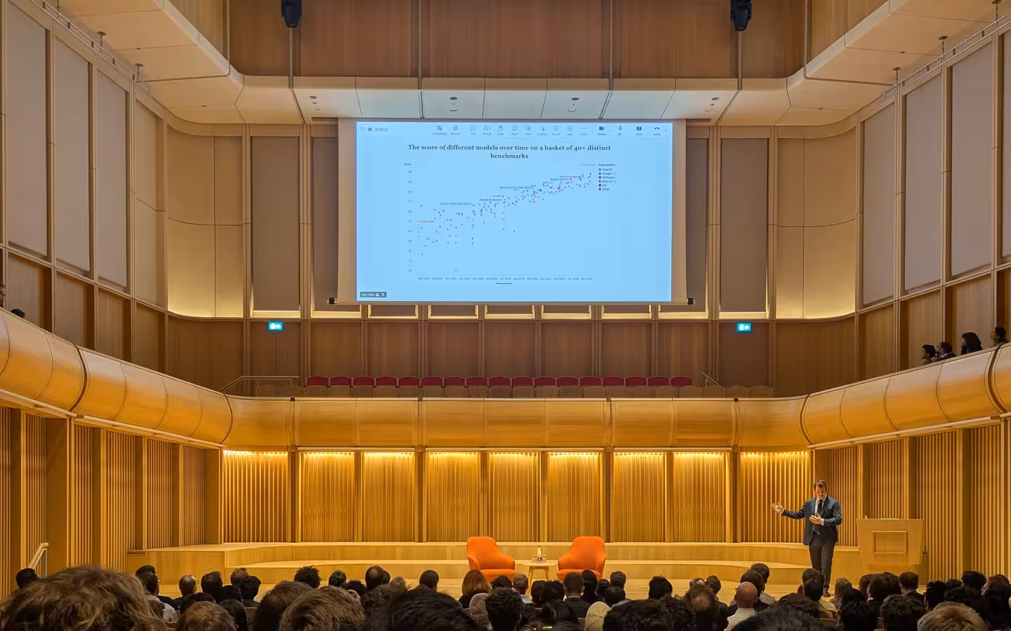 Jack Clark giving a talk on AI at the Schwarzman Centre in Oxford