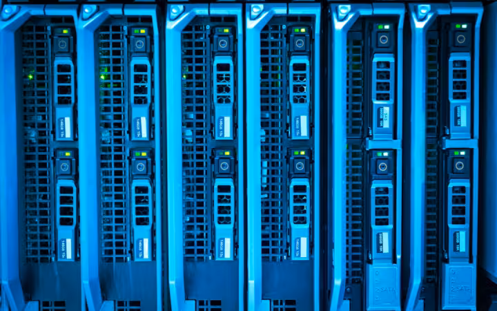 Illuminated server racks in a modern data center