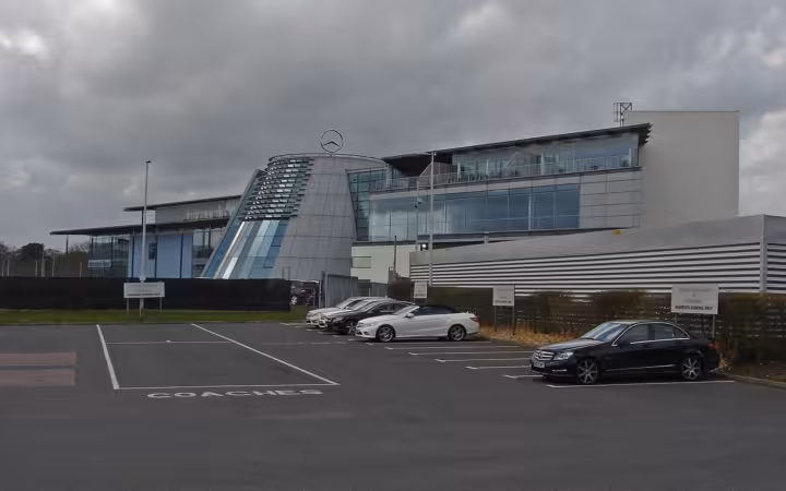 Mercedes-Benz headquarters building exterior in Germany 2013 daytime