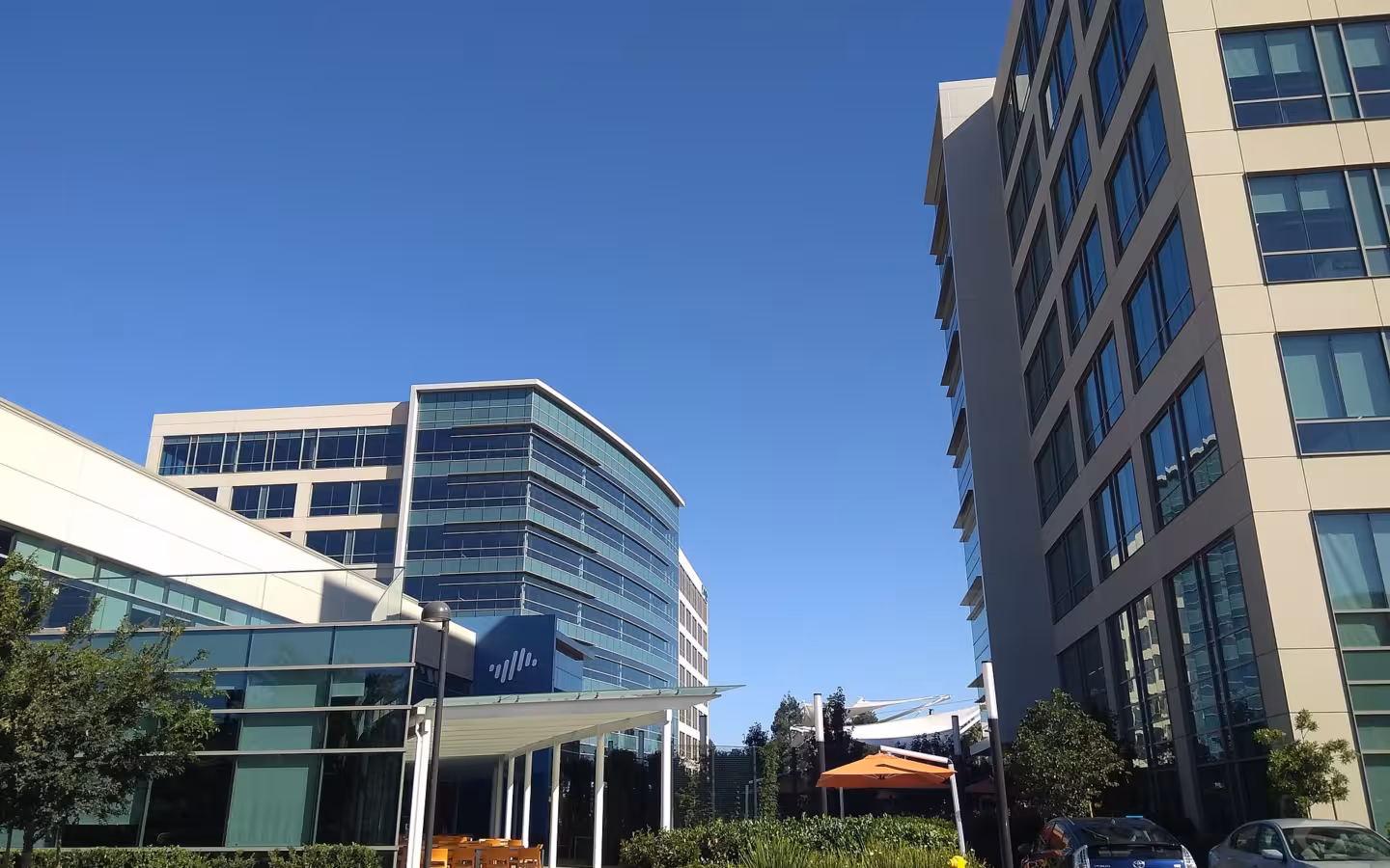 Palo Alto Networks headquarters in Santa Clara, California, south entrance view.
