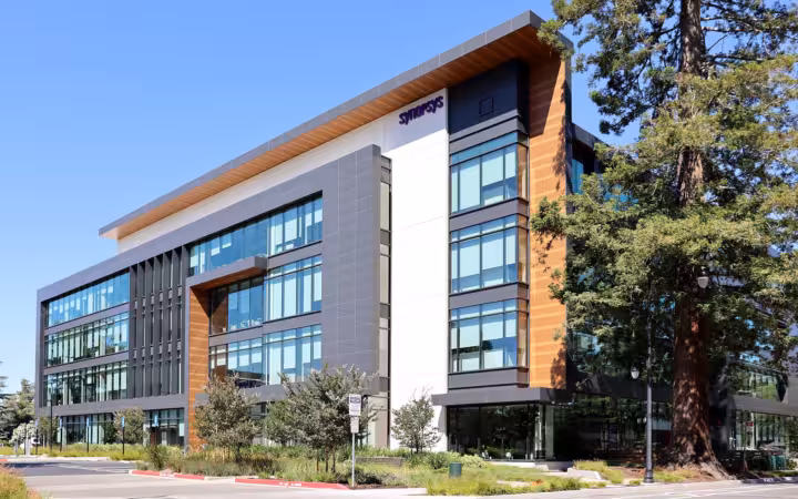 Modern Synopsys headquarters building at 675 Almoner Avenue