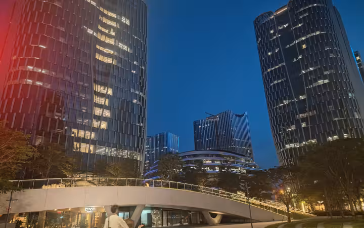 Night view of Shenzhen Tencent Headquarters Park complex