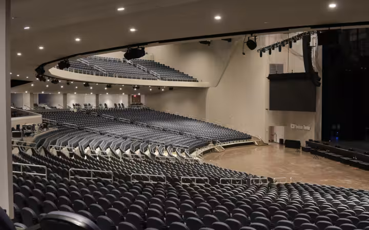 Interior of YouTube Theater auditorium with rows of seats